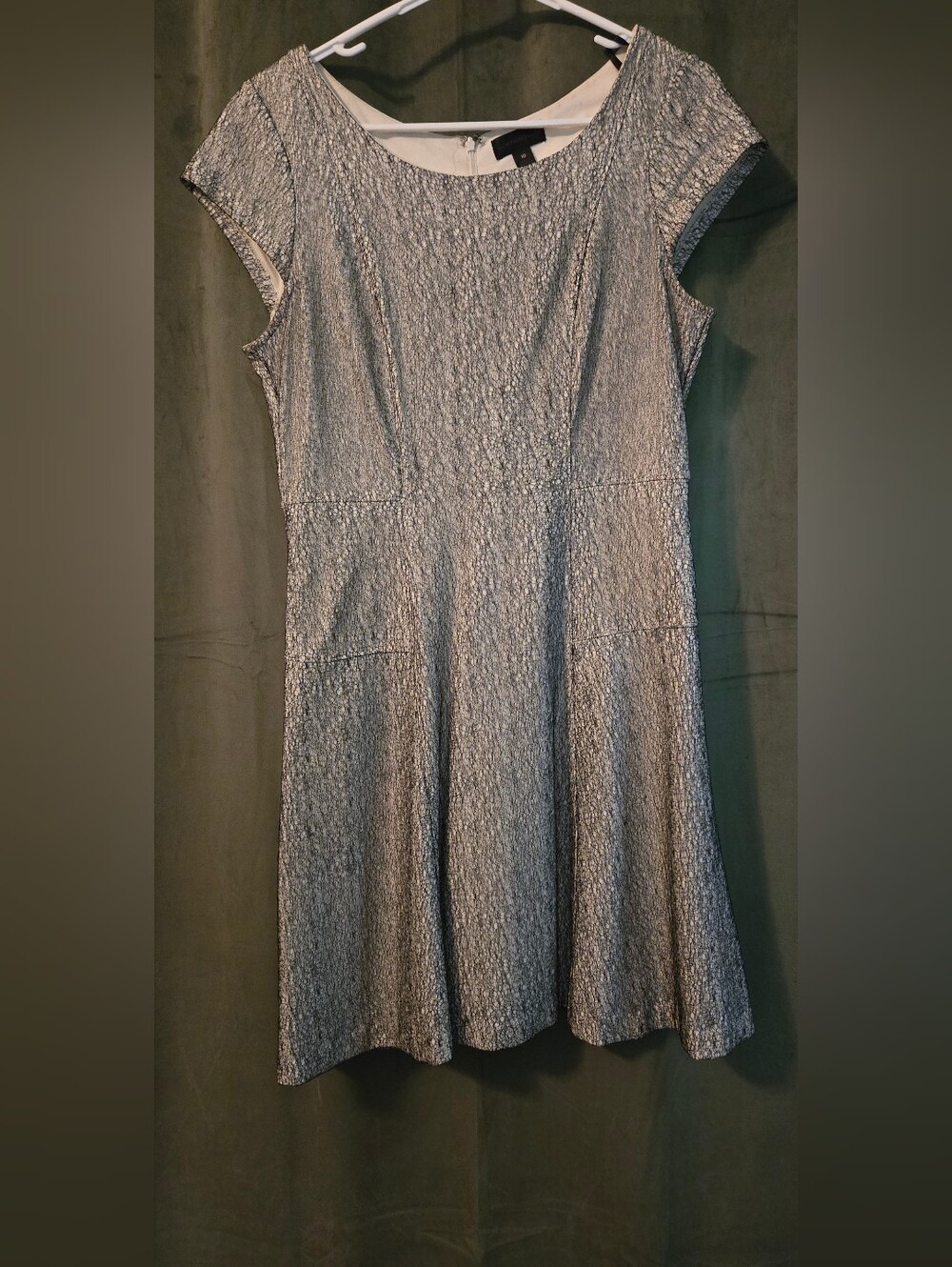 Silver Metallic Textured Women’s Fit-and-Flare Dress